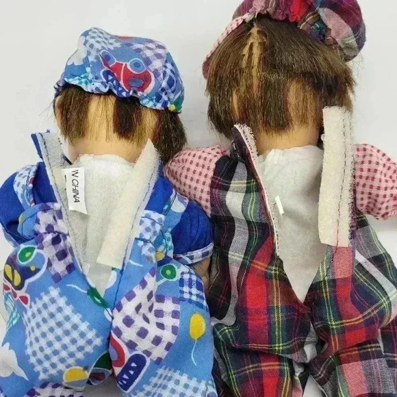 Vintage Lot of Two Palm Pals Bean Bag Kid Boy and Girl Pink Blue Outfit With Tag - Picture 12 of 14